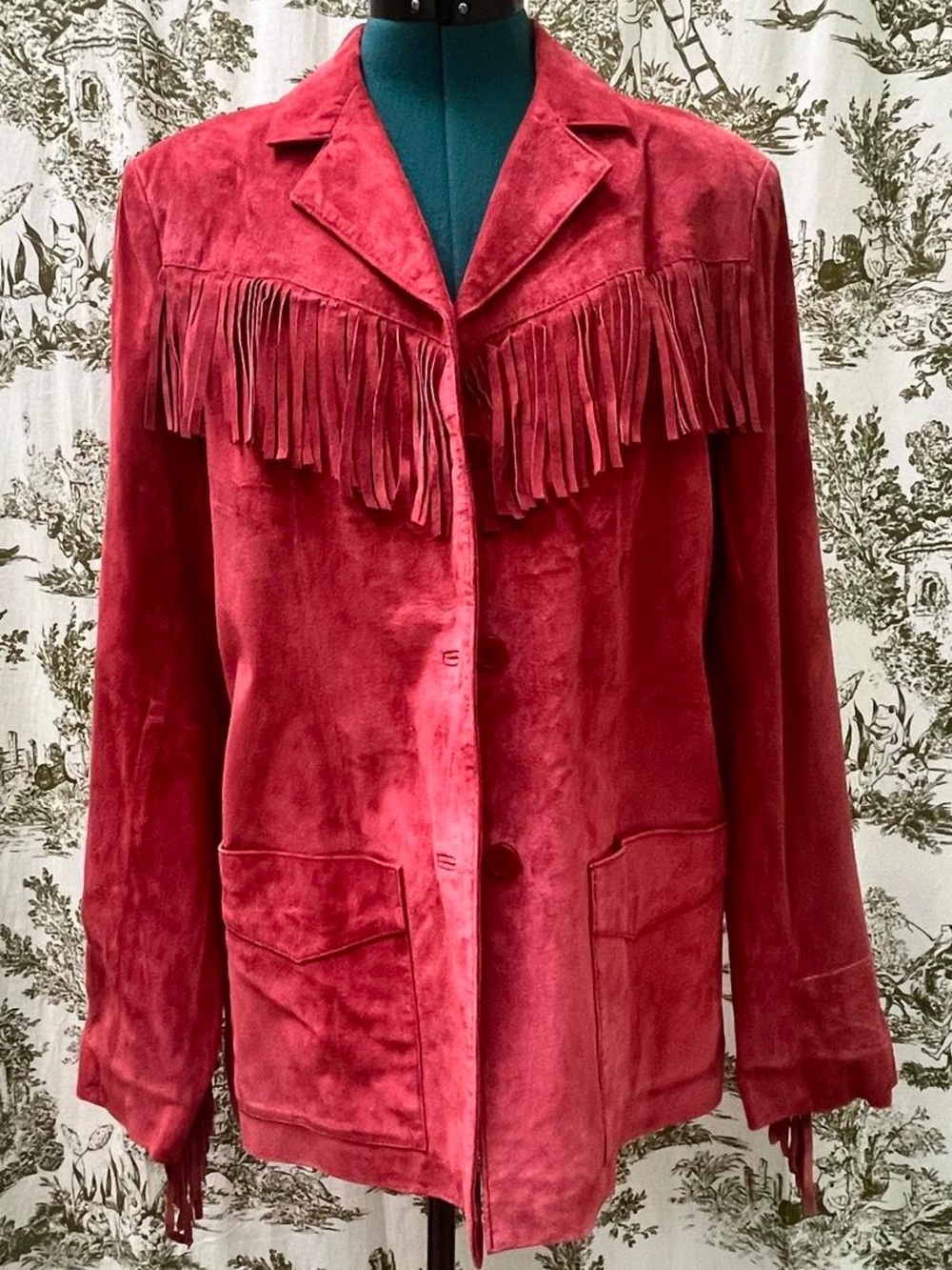 Vintage Penny lane Pink Suede Fringe Jacket  Western Cowboy Boho Suede Coat